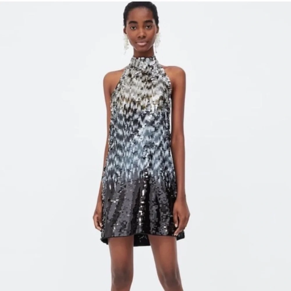 slim fit dress slacks ZARA Sequin & beaded halter dress – Can I Borrow it Babe